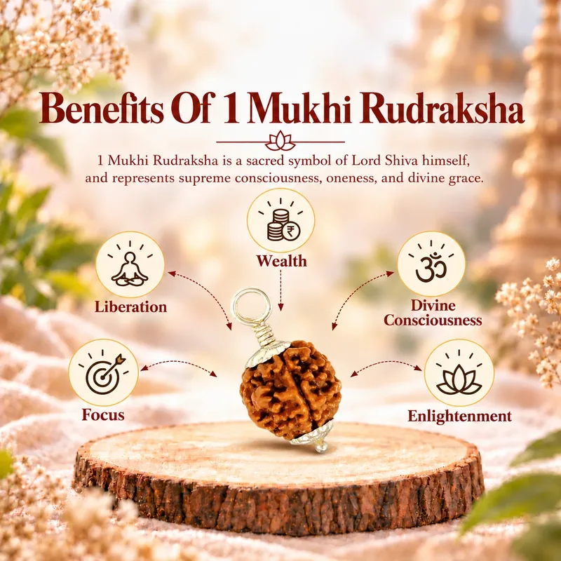 Natural 1 Mukhi Rudraksha in Silver Pendant-Nepal (Bead Size: 16-19 MM)