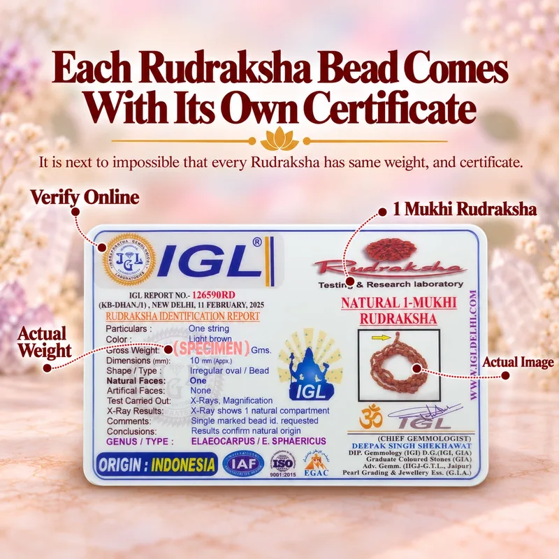 Natural 1 Mukhi Rudraksha Mala - Indonesia Origin (Bead Size : 6-8 MM)