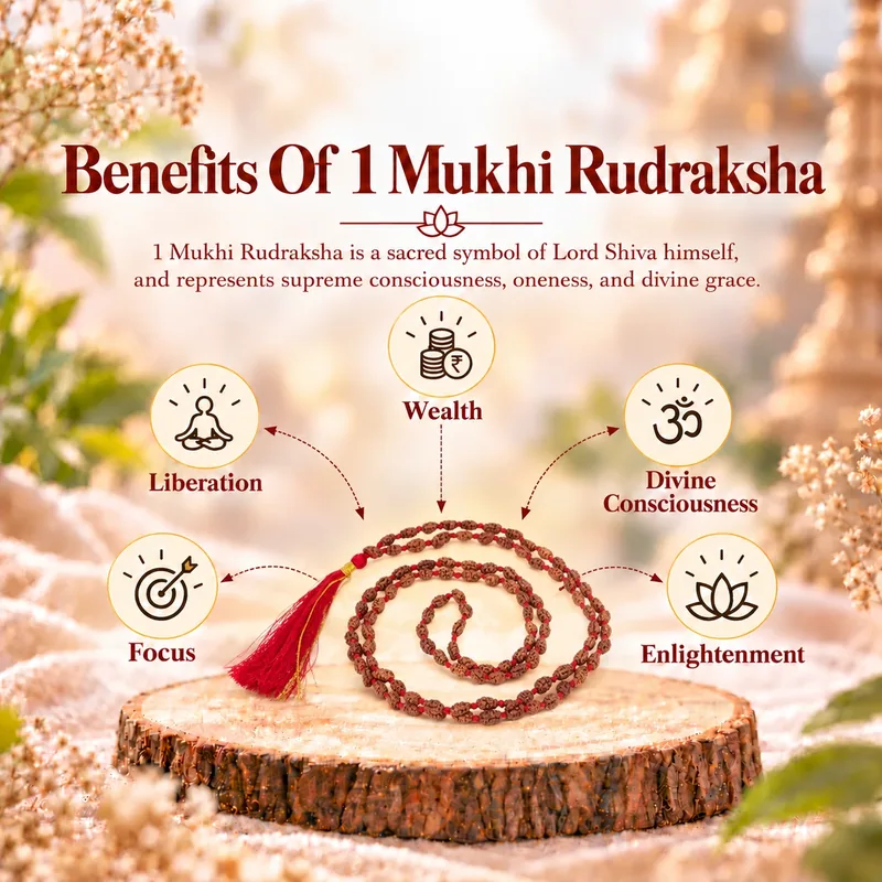 Natural 1 Mukhi Rudraksha Mala - Indonesia Origin -(Bead Size : 6-8 MM)