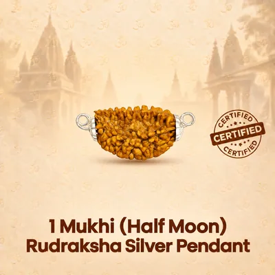 Natural 1 Mukhi Rudraksha Pendant in Silver-South India (Bead Size: 18-21 MM)
