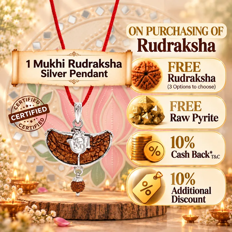 Natural 1 Mukhi Rudraksha in Pure Silver Pendant - South India Origin (Bead Size: 19-21 MM)