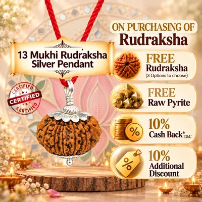 Natural 13 Mukhi Rudraksha in Pure Silver Pendant - Nepal Origin (Bead Size: 19-21 MM)
