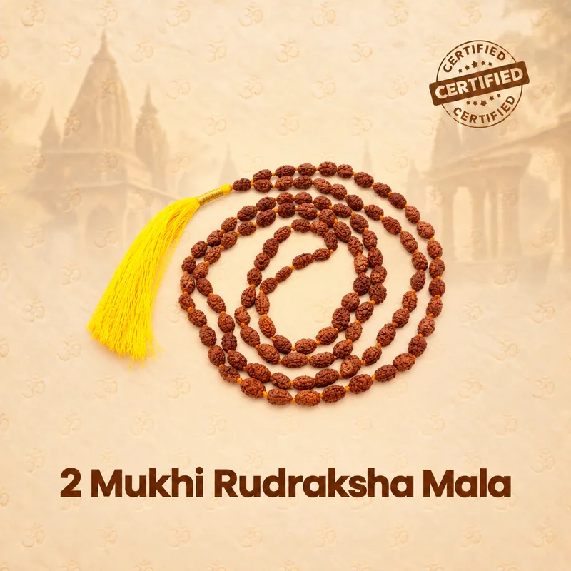 Natural 2 Mukhi Rudraksha Mala- Indonesia - 7-9 MM