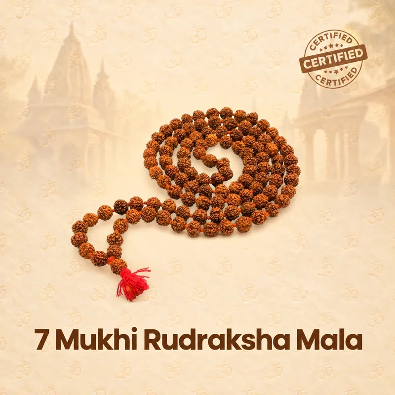 Natural 7 Mukhi Rudraksha Mala -Java Indonesia - 7-9 MM