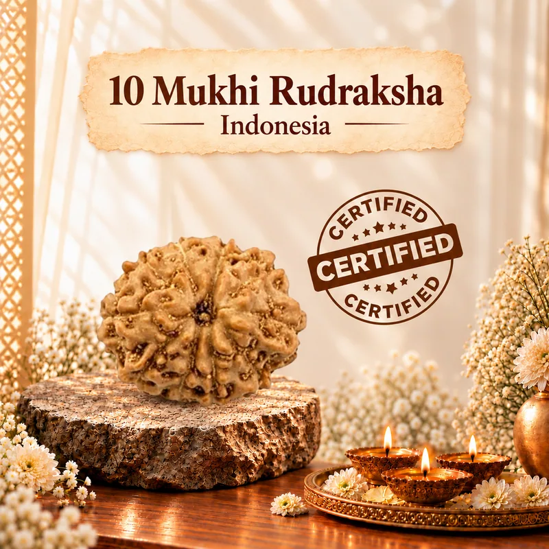 Natural 10 Mukhi Rudraksha - Java Indonesia Origin (Bead Size : 14-16 MM)