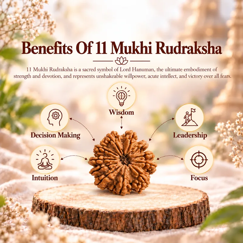 Natural 11 Mukhi Rudraksha - Nepal Origin (Big Bead Size : 19-22 MM)