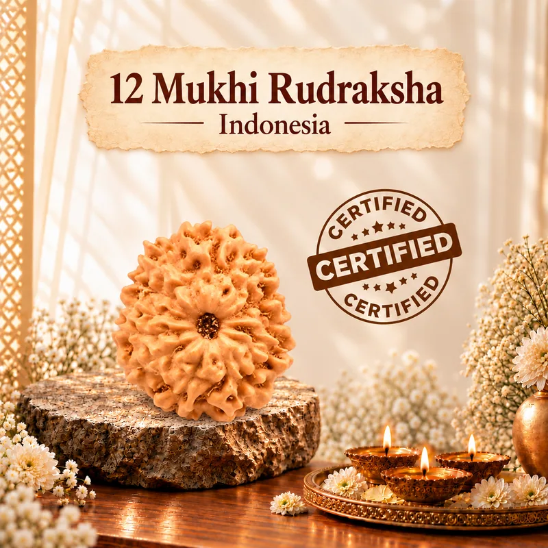 Natural 12 Mukhi Rudraksha - Java Indonesia Origin (Bead Size : 14-17 MM)