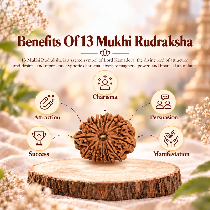 Natural 13 Mukhi Rudraksha - Nepal Origin (Collector Bead Size : 21-24 MM)