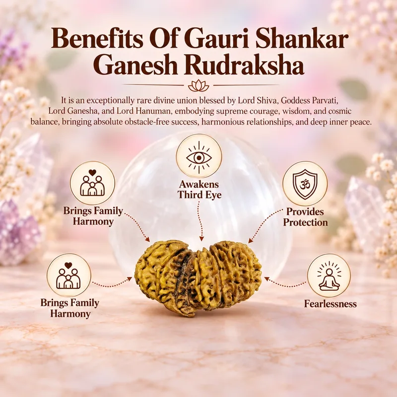 Natural 14 Mukhi  Gauri Shankar Ganesh Rudraksha - Nepal Origin (Bead Size : 33 MM approx.) Super Rare Pcs.