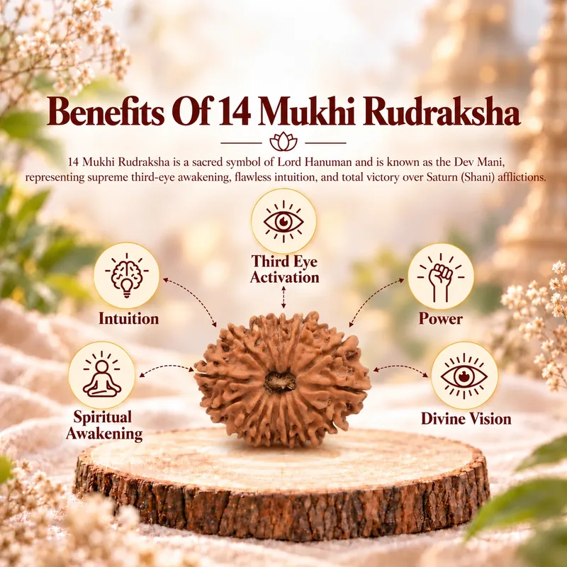Natural 14 Mukhi Rudraksha - Nepal Origin (Collector Bead Size : 21-24 MM)