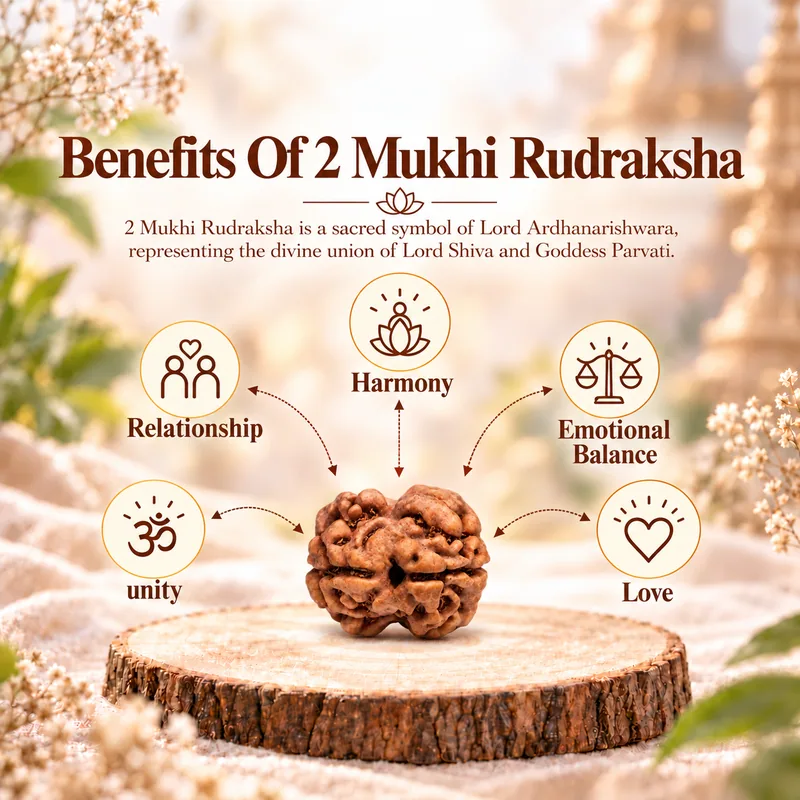 Natural 2 Mukhi Rudraksha - Nepal Origin (Big Bead Size: 19-21 MM)