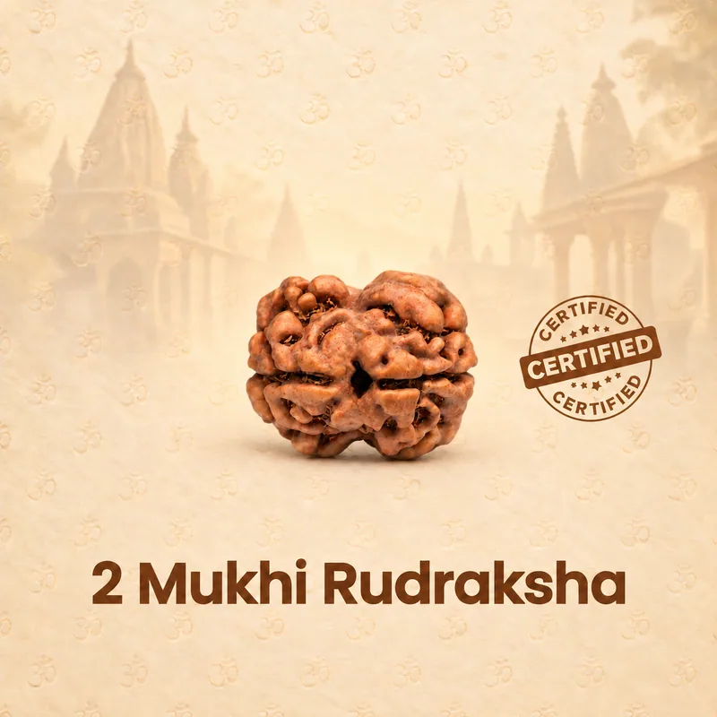 Natural Certified 2 Mukhi Rudraksha-Origin: Nepal (Size:14-17 MM)