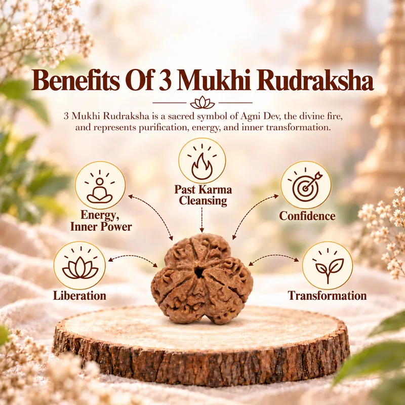 Natural Certified 3 Mukhi Rudraksha - Nepal Origin (Big Bead Size : 19-21 MM)