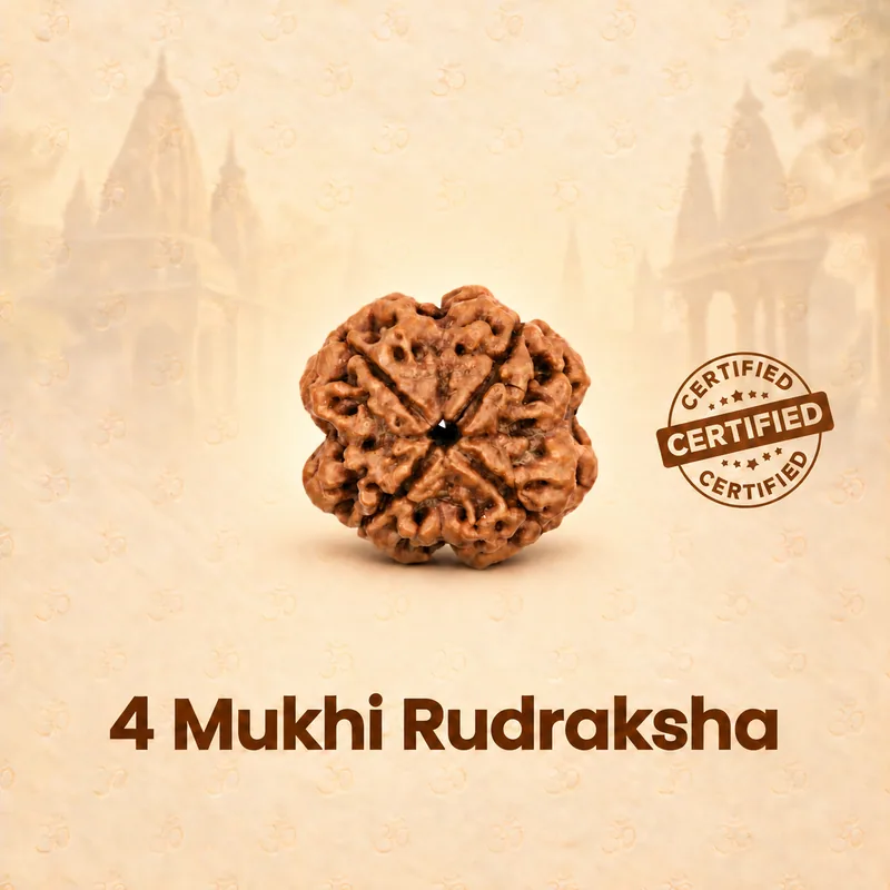 Natural Certified 4 Mukhi Rudraksha - Nepal Origin (Big Bead Size : 19-21 MM)