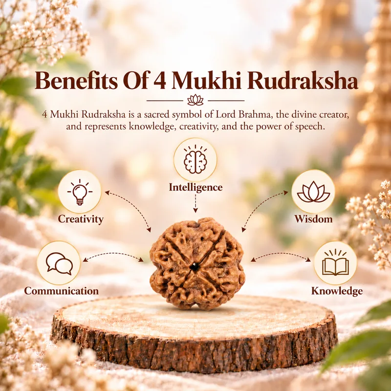Natural Certified 4 Mukhi Rudraksha - Nepal Origin (Medium Bead Size : 16-19 MM)