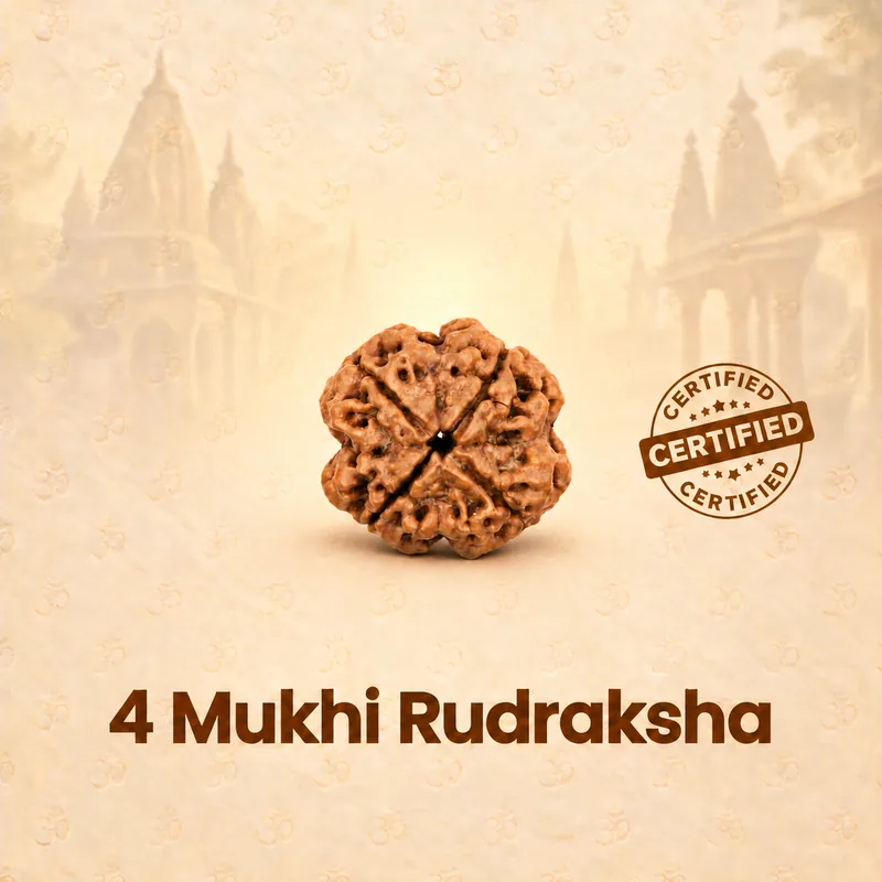 Natural Certified 4 Mukhi Rudraksha - Nepal Origin (Medium Bead Size : 16-19 MM)