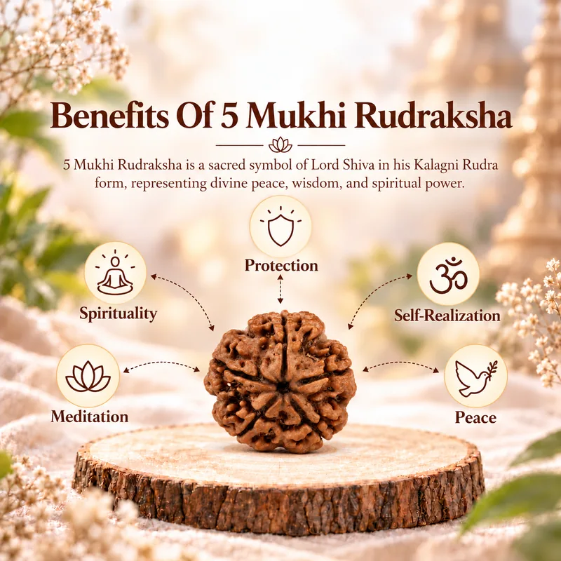 Natural 5 Mukhi Rudraksha - Nepal Origin (Medium Bead Size : 16-19 MM)