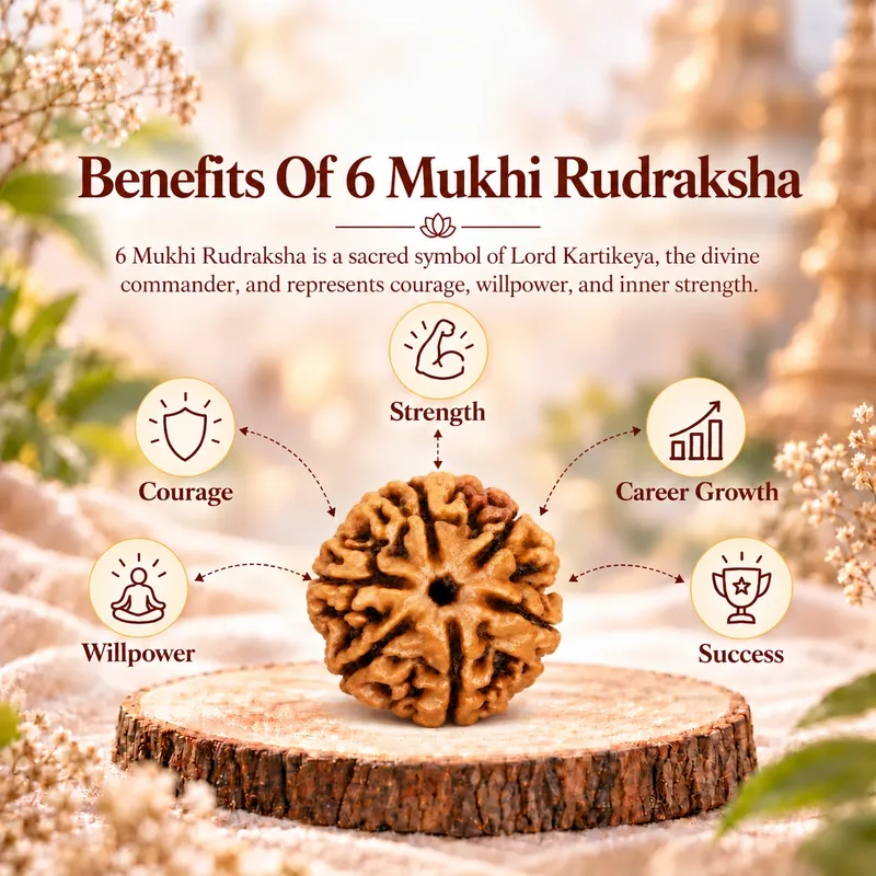Natural Certified 6 Mukhi Rudraksha-Big Size-Origin: Nepal (Size:19-21 MM)