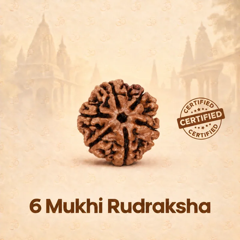 Natural Certified 6 Mukhi Rudraksha-Big Size-Origin: Nepal (Size:19-21 MM)