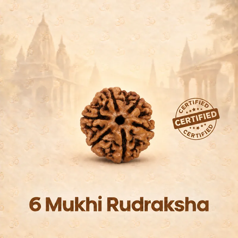 Natural  6 Mukhi Rudraksha - Nepal Origin (Medium Bead Size : 16-19 MM)