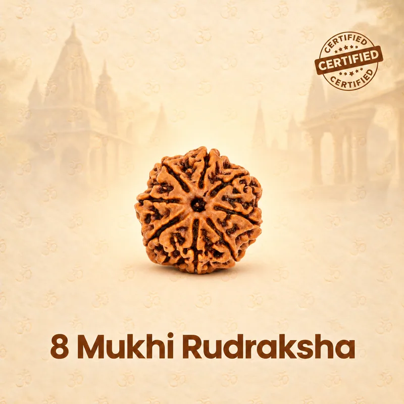 Natural 8 Mukhi Rudraksha - Nepal Origin (Medium Bead Size : 16-19 MM)
