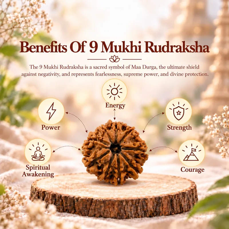 Natural 9 Mukhi Rudraksha - Nepal Origin (Big Bead Size : 19-21 MM)