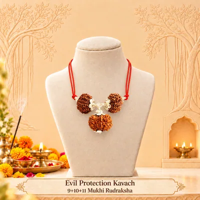 Natural Evil Protection Kavach-9+10+11 Mukhi Rudraksha Combination (Beads Size: 16-19 MM)