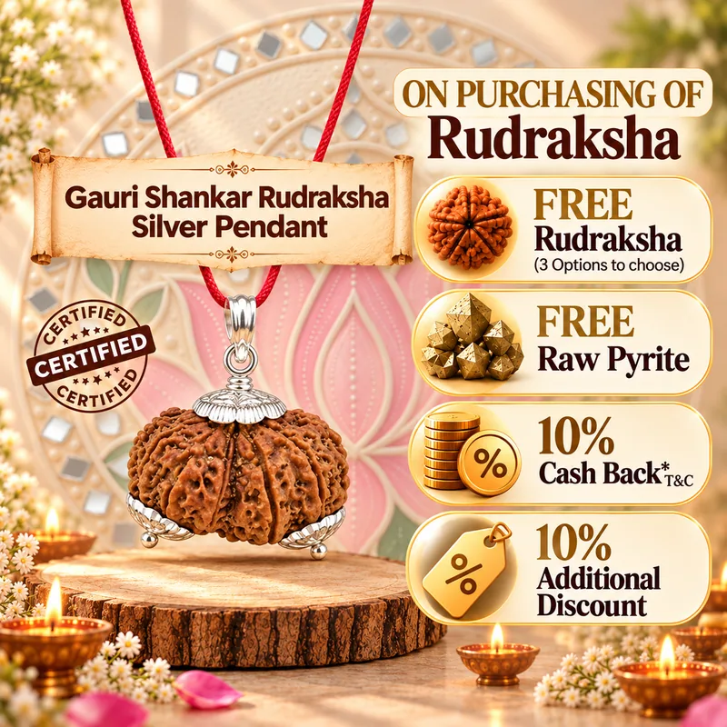 Natural Gauri Shankar Nepal Rudraksha Pendant in Pure Silver (Bead Size : 21-24 MM)