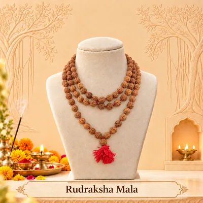 Natural Rudraksha Mala (Beads Size: 6-8 MM)