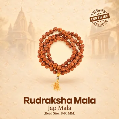 Natural Rudraksha Mala : Jap Mala (Beads Size: 8-10 MM)