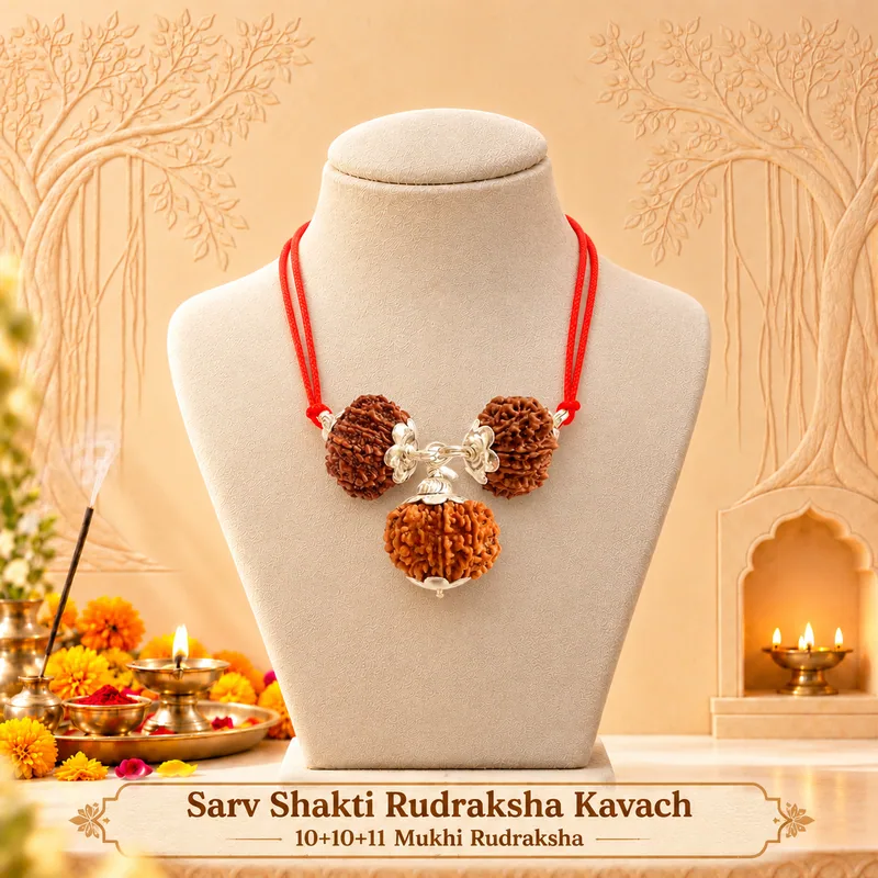 Natural Sarv Shakti Rudraksha Kavach-10+10+11 Mukhi Rudraksha Combination (Beads Size: 16-19 MM)