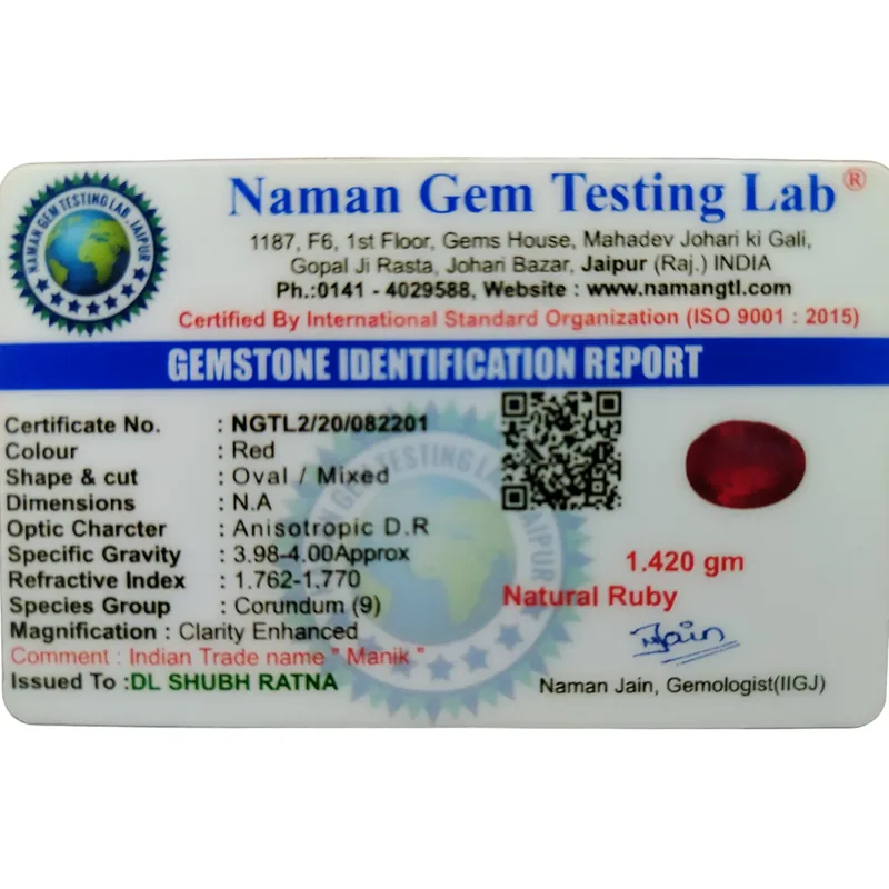 Ruby (Manik)-7.1 Carat (7.80 Ratti)-Origin-Bangkok