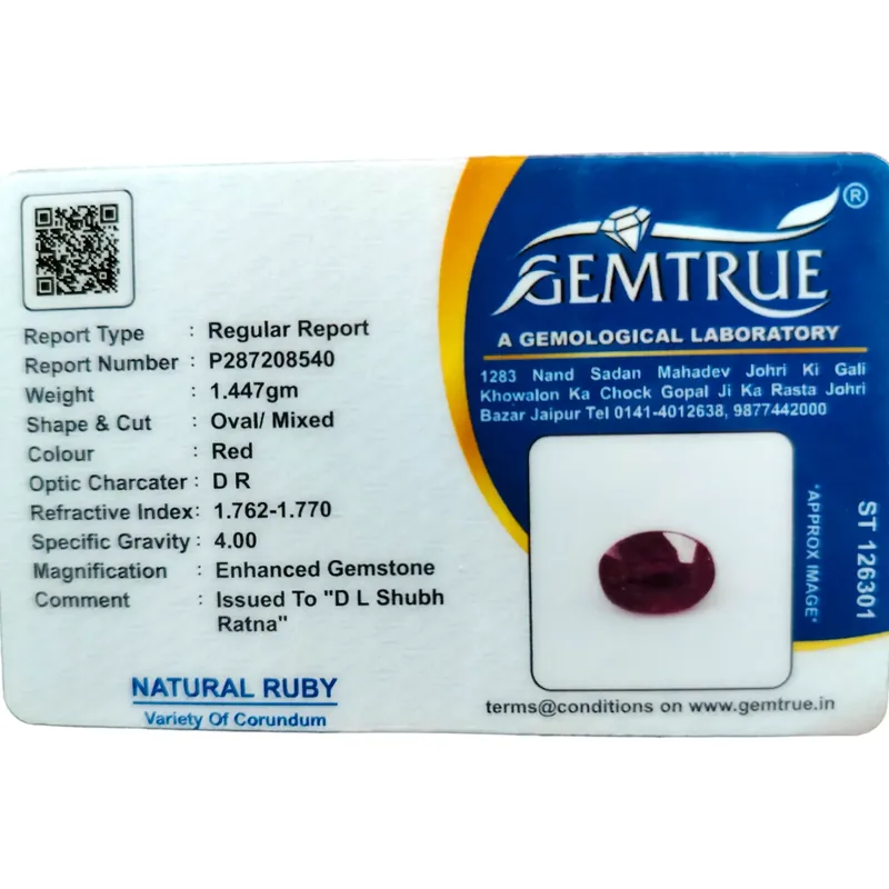 Ruby (Manik)-7.23 Carat (7.95 Ratti)-Origin-Bangkok